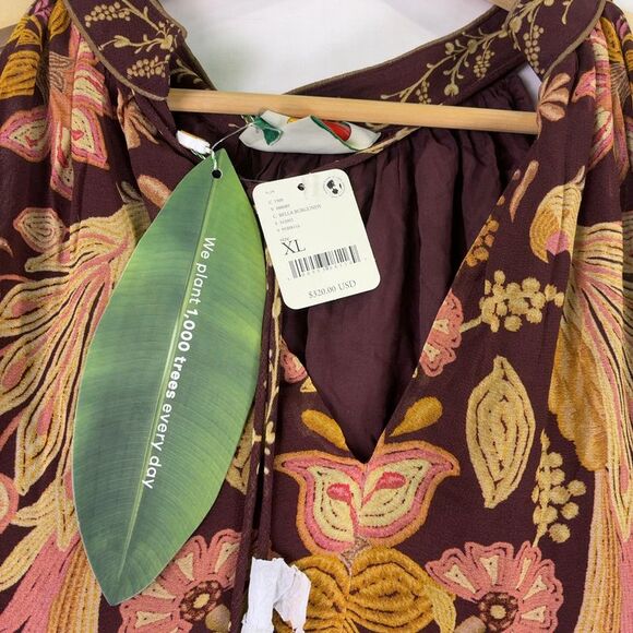 FARM Rio Bella Burgundy Floral Maxi Dress - Picture 2 of 4